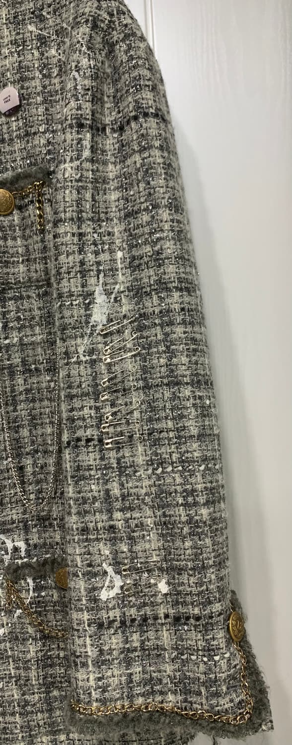 [S] R13 트위드 자켓 그레이 알써틴 상품이미지5