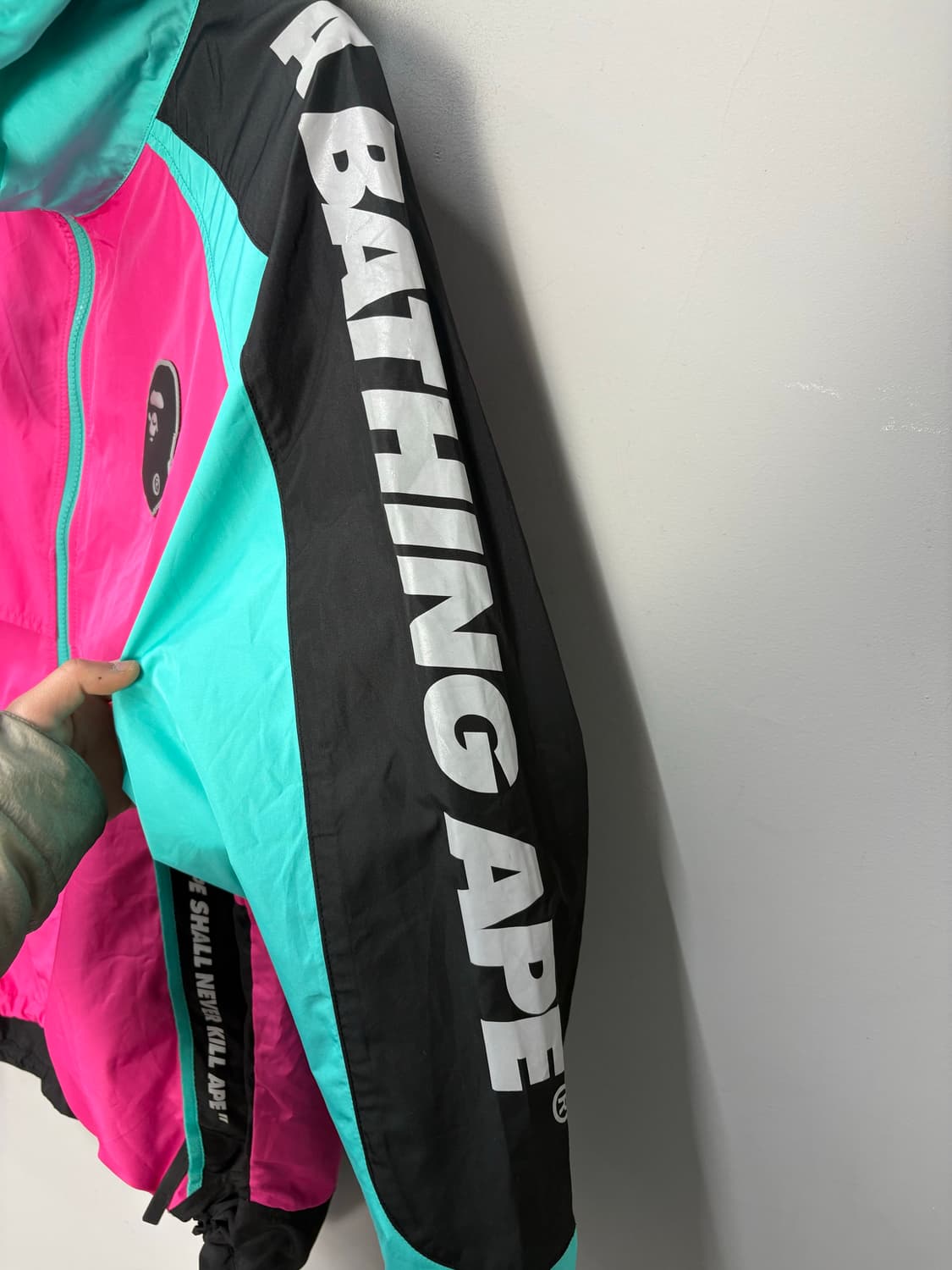 베이프 ss20 컬러블록 포켓터블 나일론 윈드브레이커 핑크자켓 A3205 상품이미지5