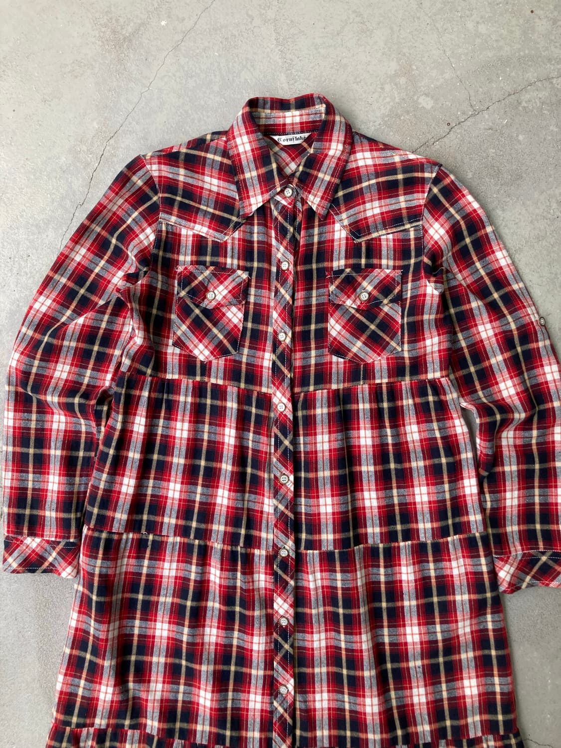 red check western tiered long dress 상품이미지3