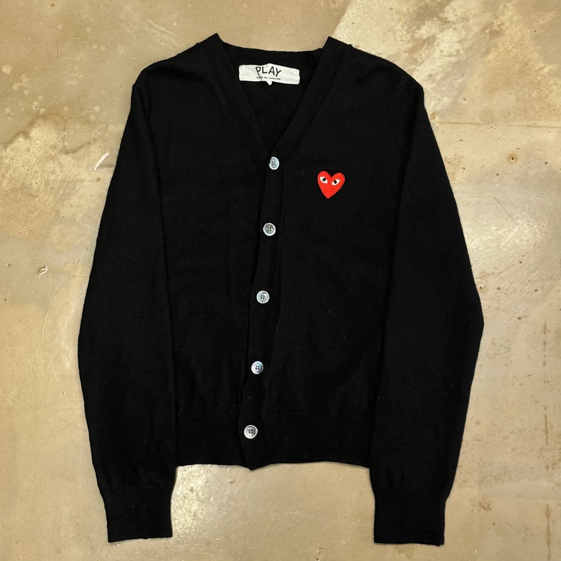 꼼데가르송 하트 패치 여성용 블랙 울 가디건 상품이미지2