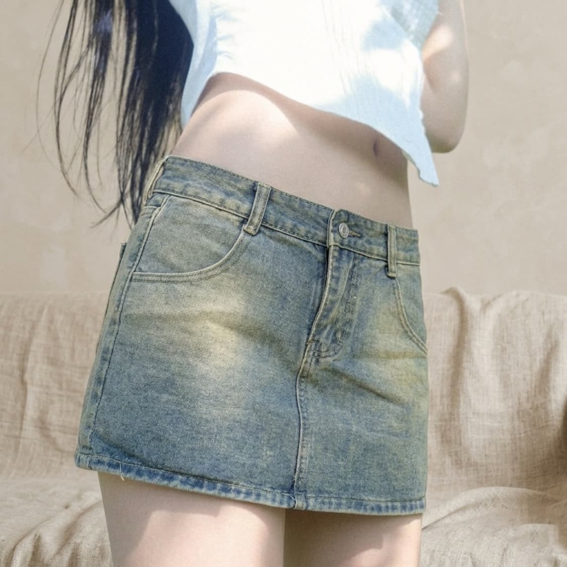 빈티지 연청 스커트 상품이미지1