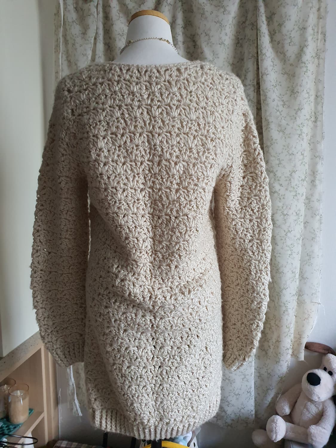 [빈티지] 아이보리 리본 니트 롱 원피스 상품이미지4