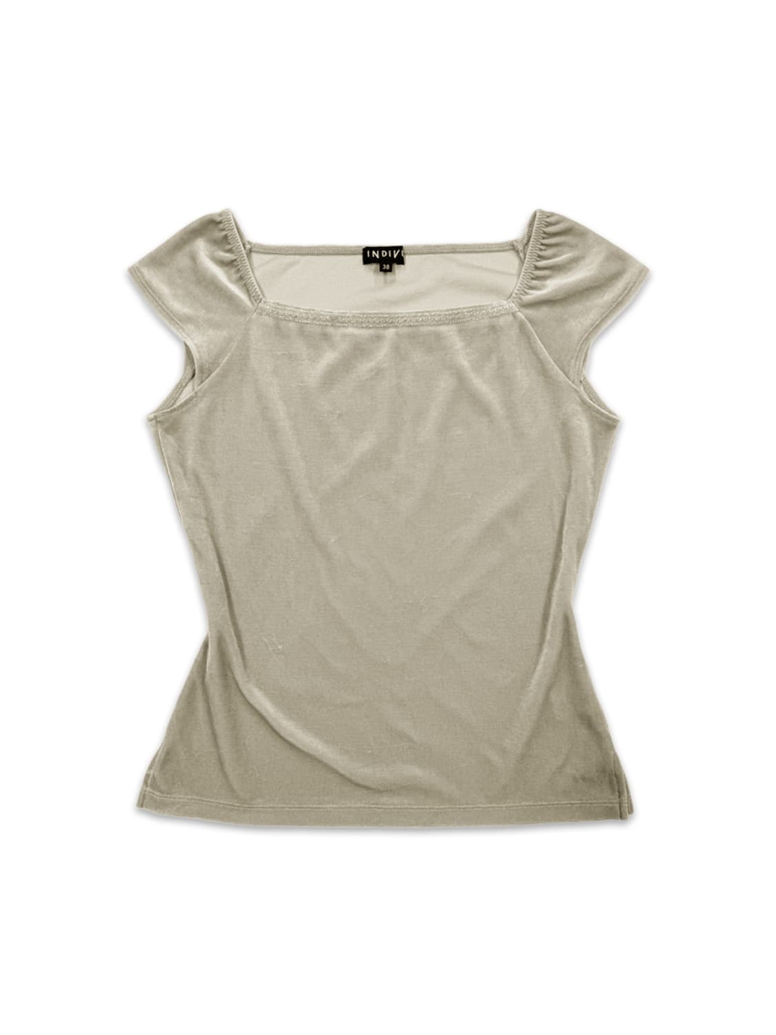 빈티지 INDIVI 아이보리 벨벳 나그랑 반팔티 상품이미지1