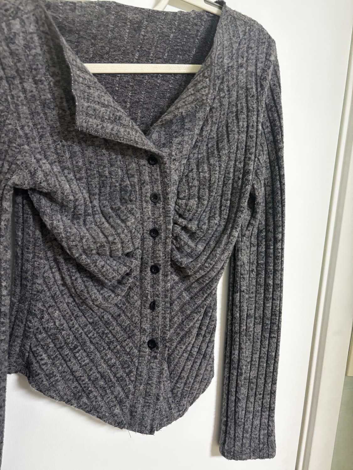 골지 니트 가디건[그레이/XL] 상품이미지1