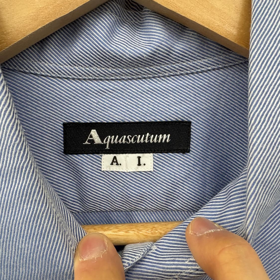 아쿠아스큐텀 블루 스트라이프 셔츠 남L 상품이미지3