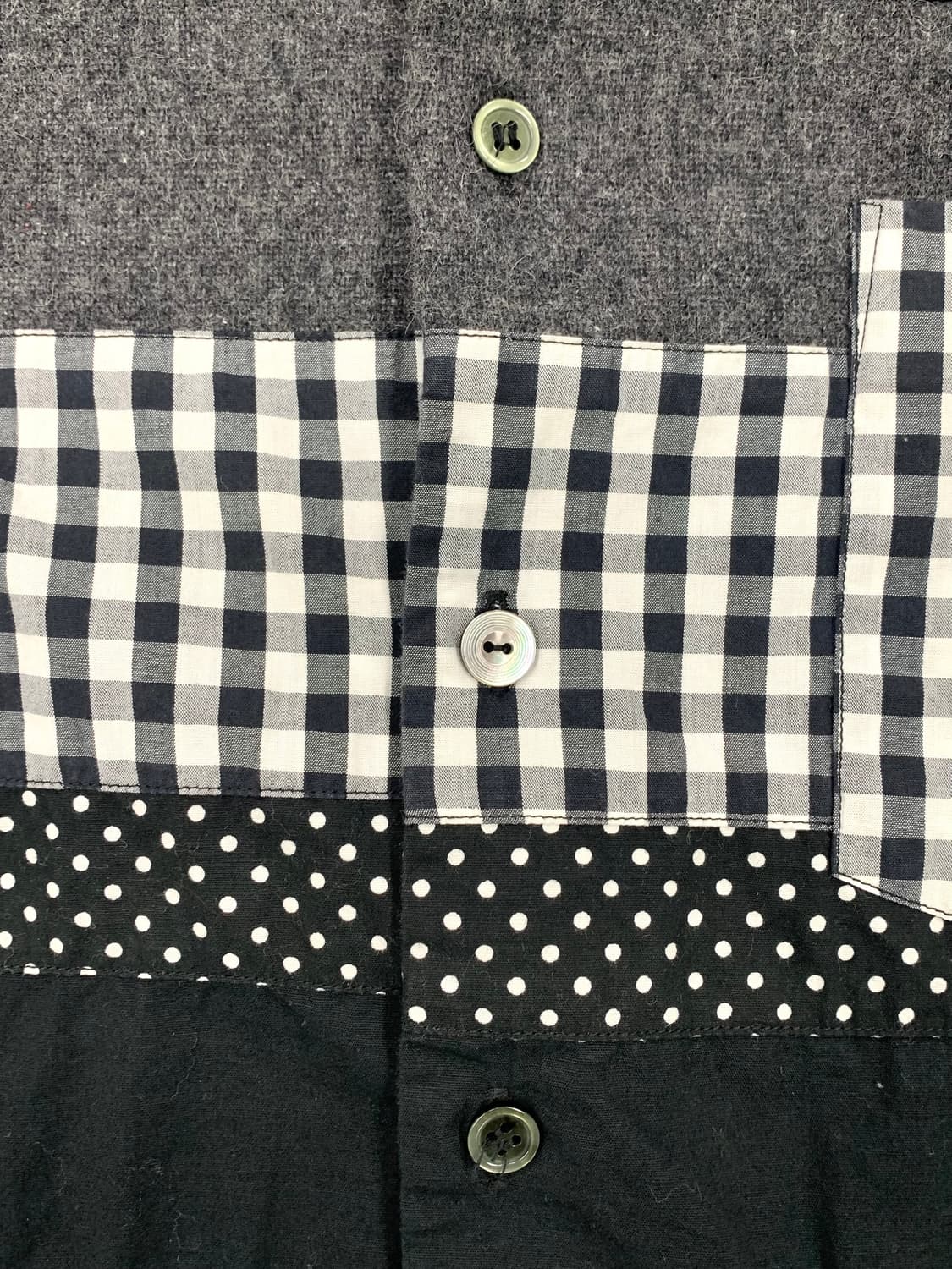 꼼데가르송 블랙 패치워크 깅엄 도트 셔츠 s 상품이미지3