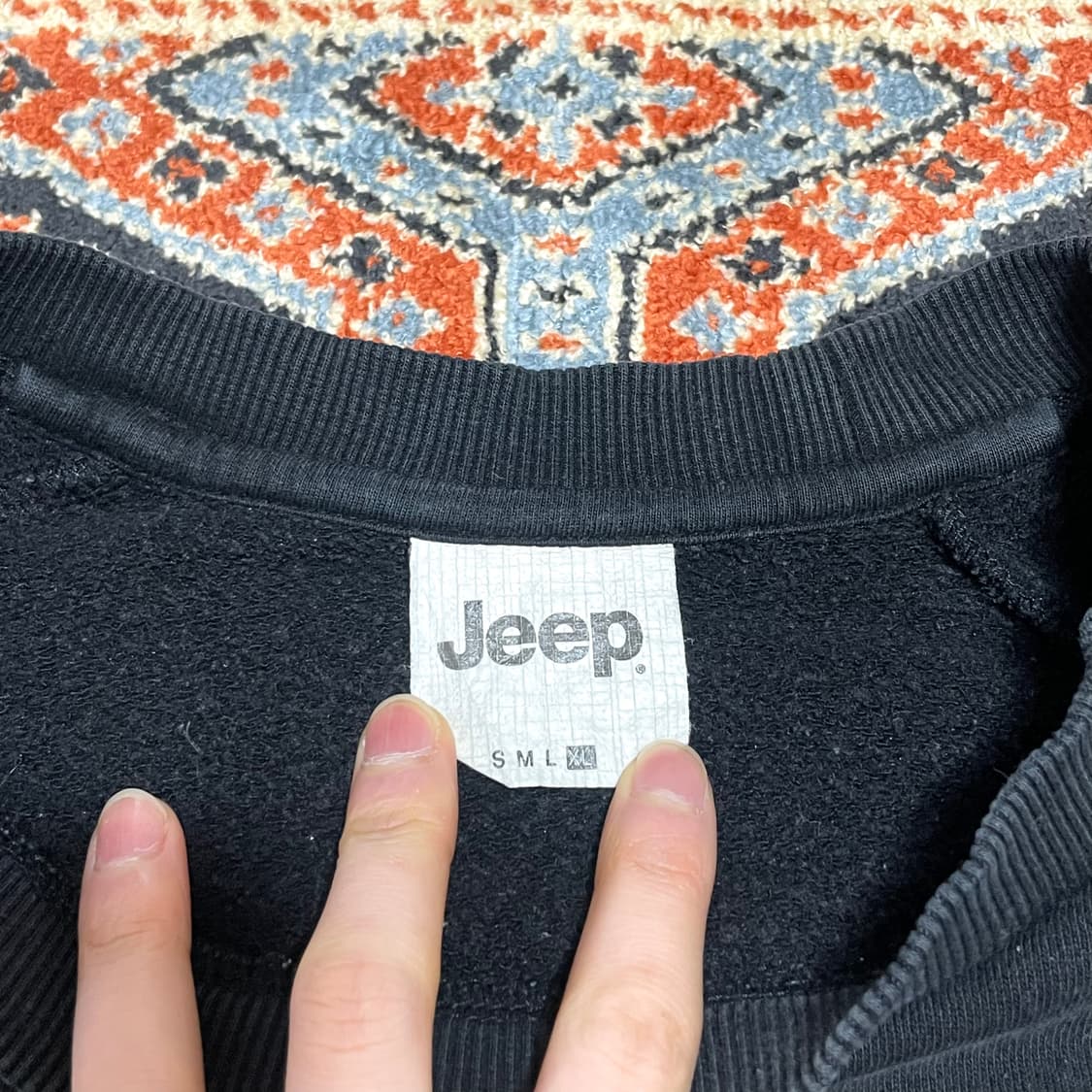 지프 스펠 프린팅 블랙 기모 맨투맨 남성XL 상품이미지4