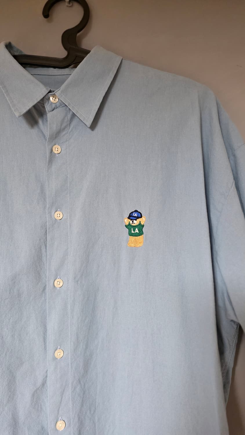 [MNC] 박스핏 반팔셔츠(아이보리/블루) 상품이미지4