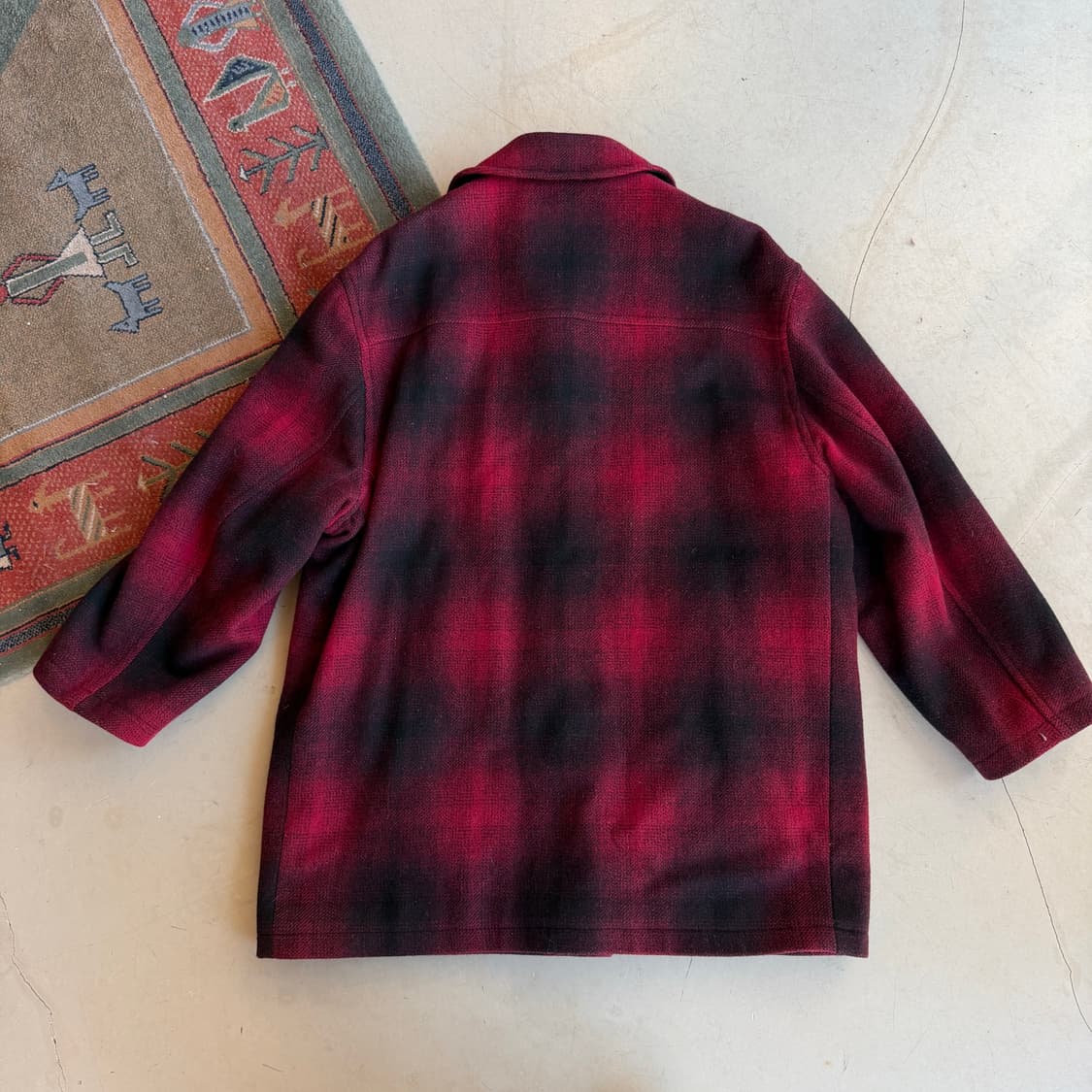 80s 랄프로렌 옴브레 체크 울 코트 상품이미지4