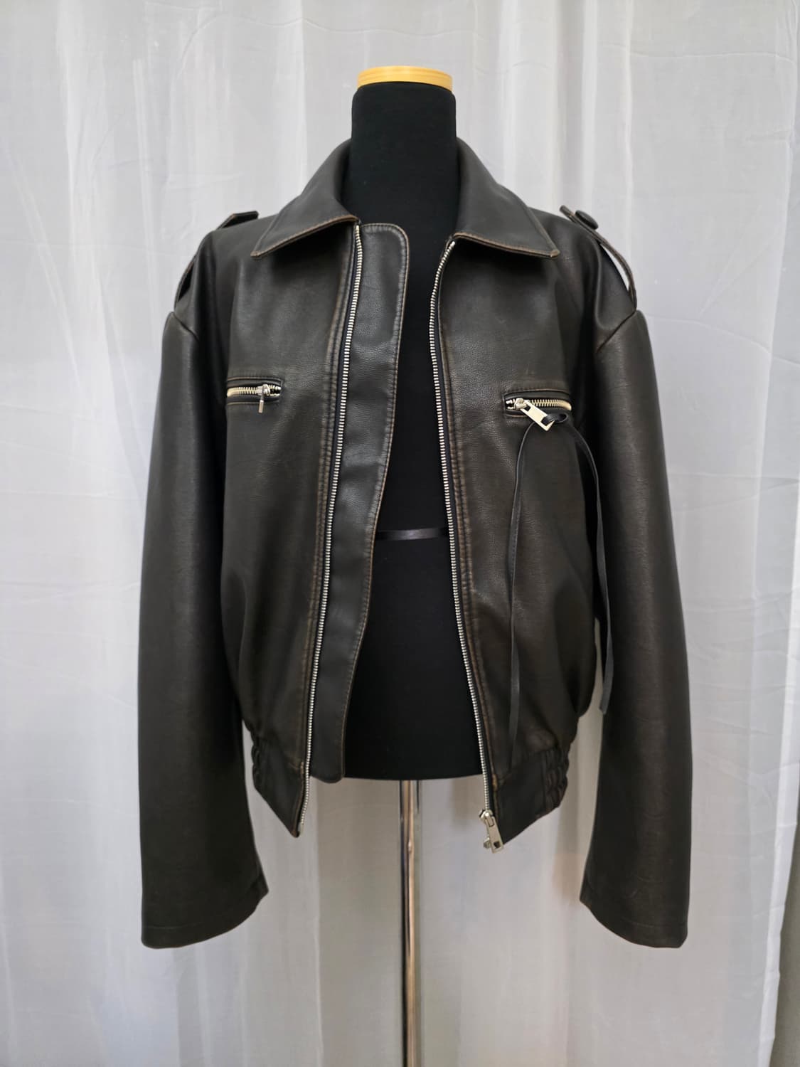 1회착용)도매택 (노프라블럼) 레더 블루종 점퍼.가죽자켓.가죽점퍼 상품이미지1