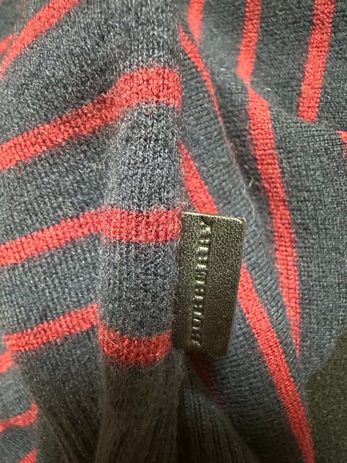 버버리울캐시미어네이비/버건디 스트라이프 니트 상품이미지8