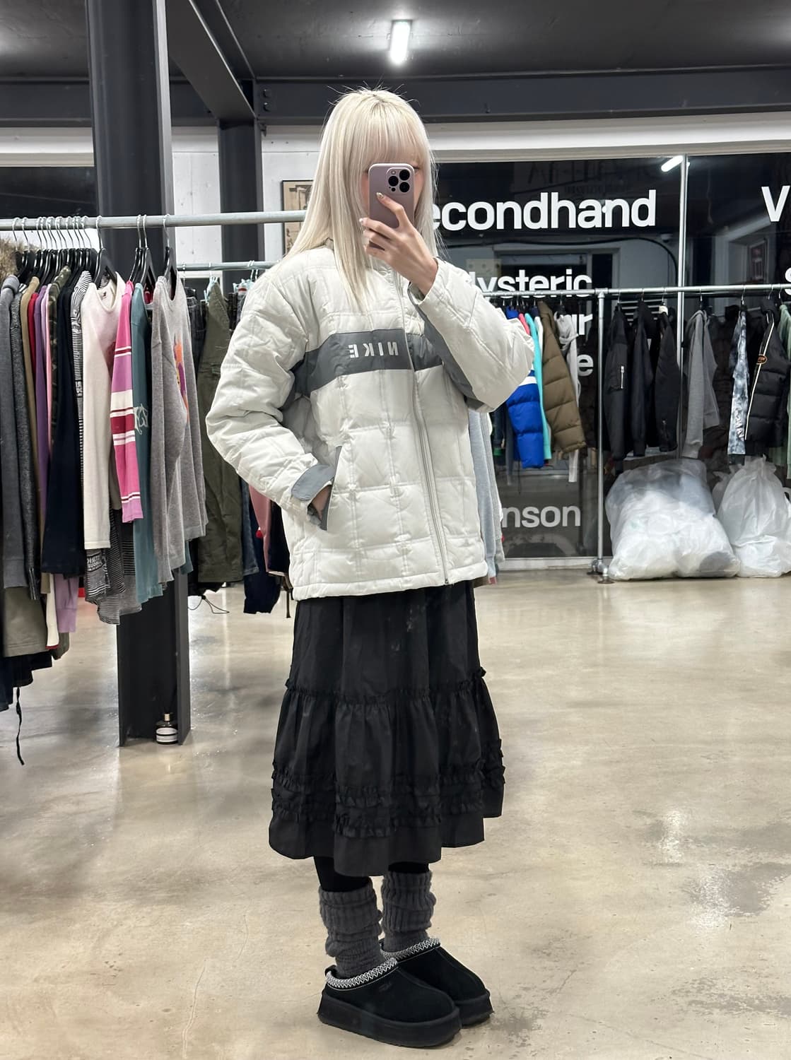 나이키 화이트 퀄팅 패딩 자켓 상품이미지2