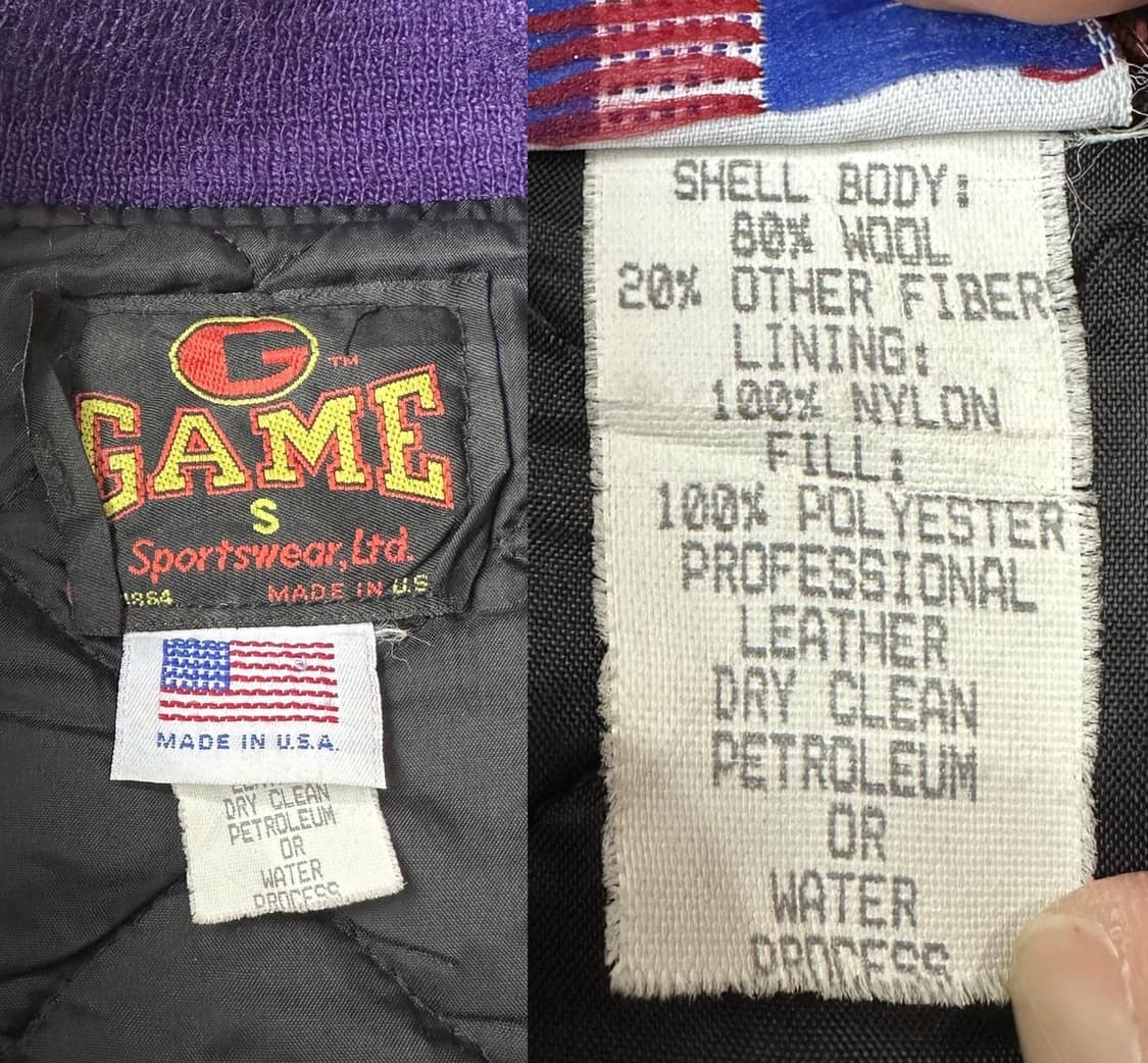 바시티 레더 자켓 made in USA 퍼플 100 상품이미지3