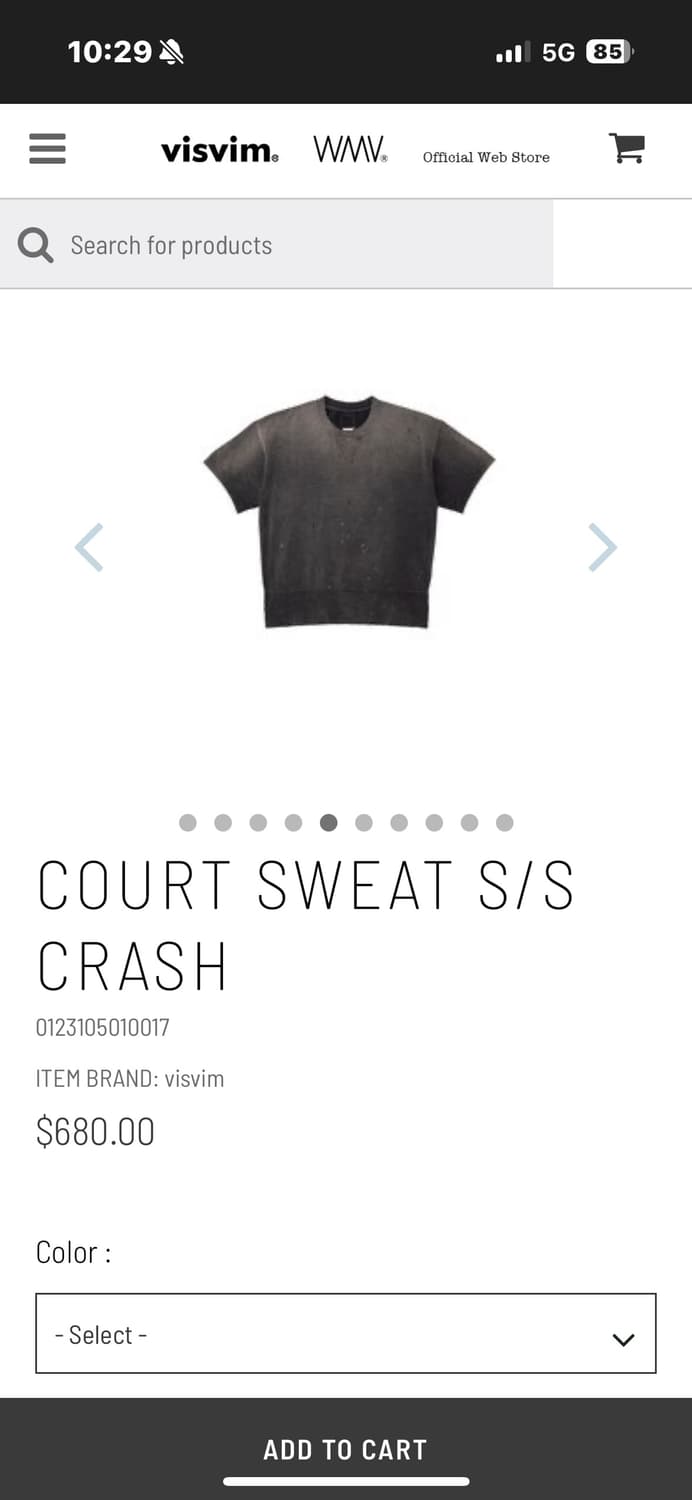 Visvim Court Sweat S/S Crash 23ss 판매 상품이미지4