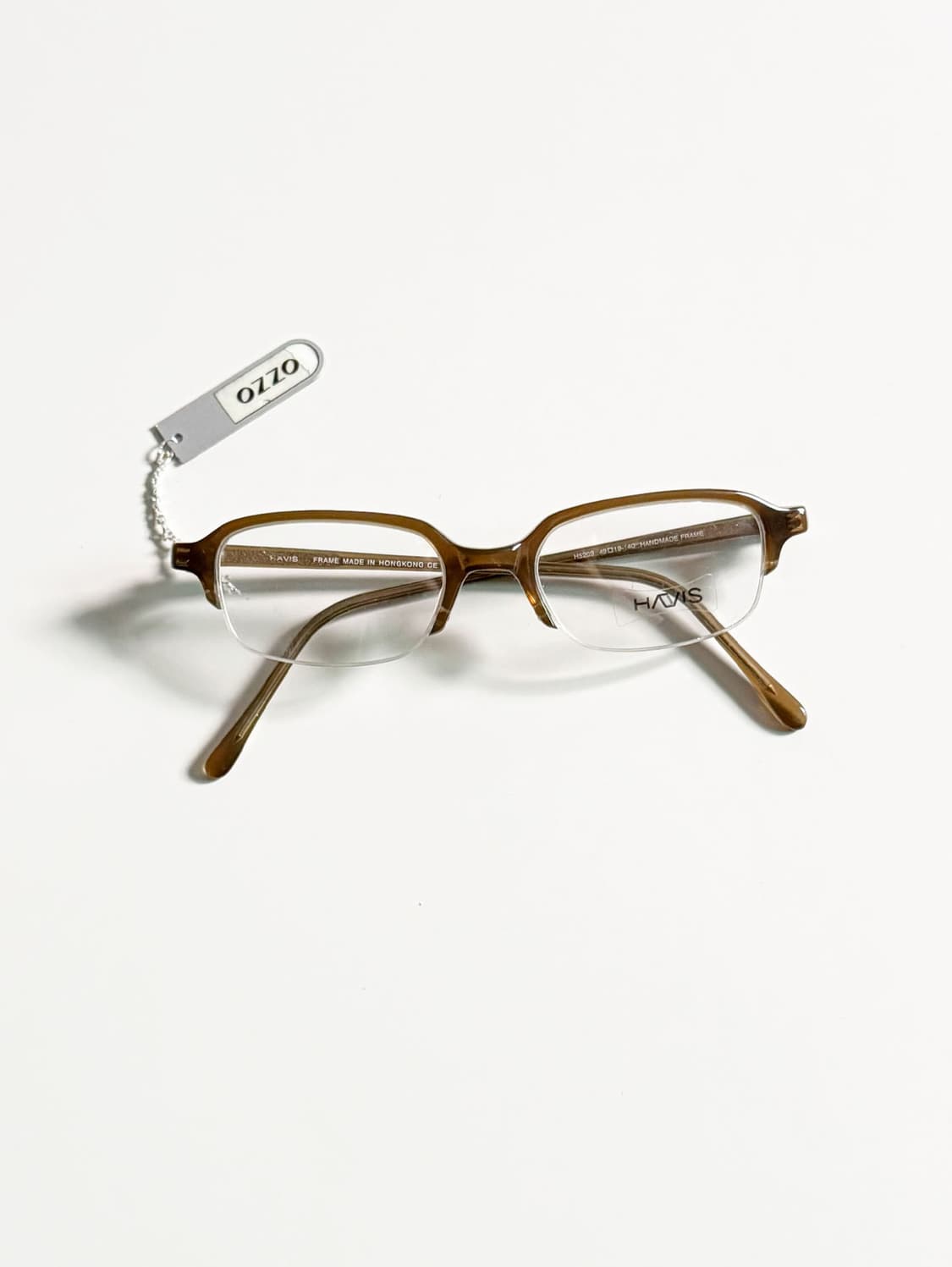 HAVIS 브라운 뿔테 스퀘어 반무테 프레임 빈티지 안경 상품이미지1