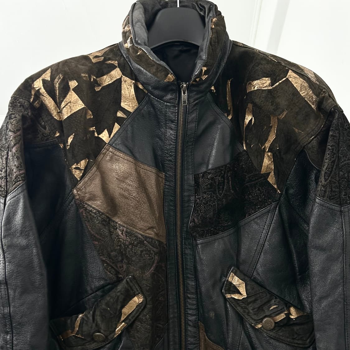 John Weitz 80s 양가죽 패치워크 점퍼 상품이미지6