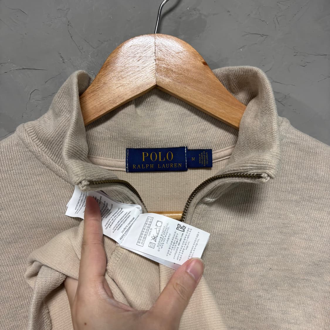 폴로 랄프로렌 니트 반집업 오트밀 베이지 상품이미지3
