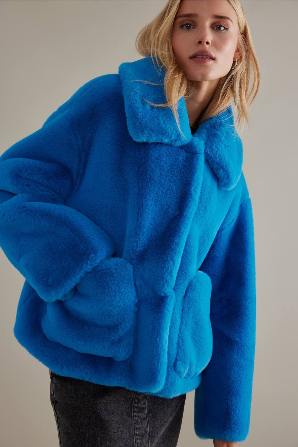 jakke 블루 퍼 자켓 M 상품이미지1