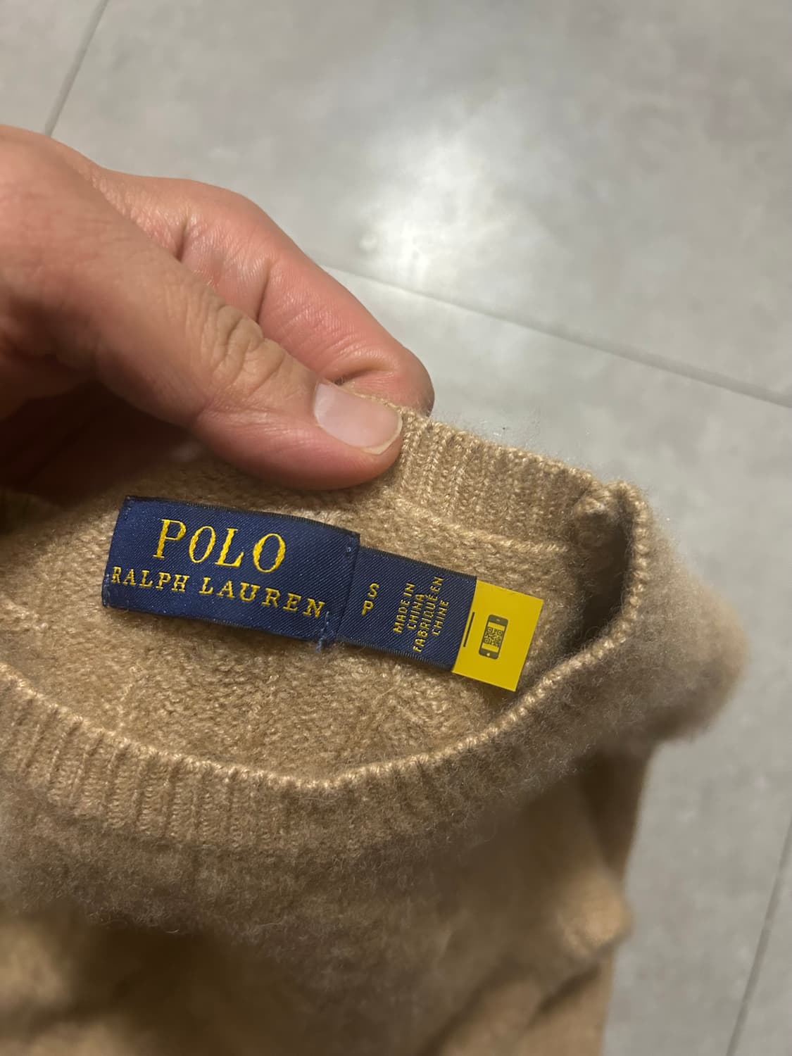 랄프로렌 폴로 베이지 컬러 램스울  빈티지 케이블 니트 44size   상품이미지2