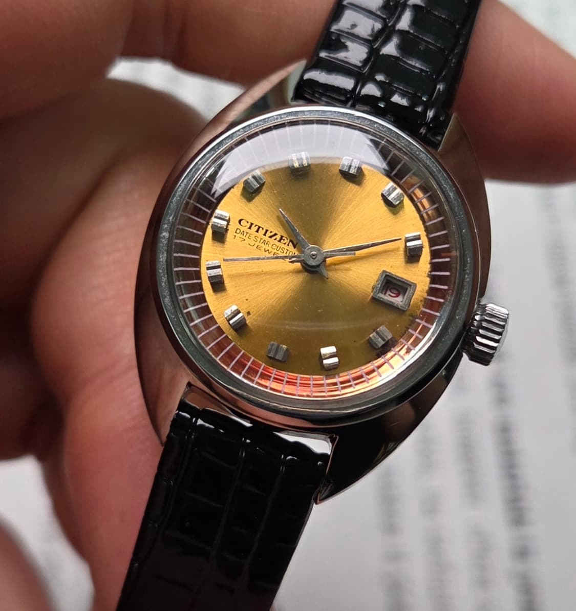 레어] 빈티지 시티즌 데이트스타 오렌지다이얼 수동 메커니컬 여성용 
 상품이미지4