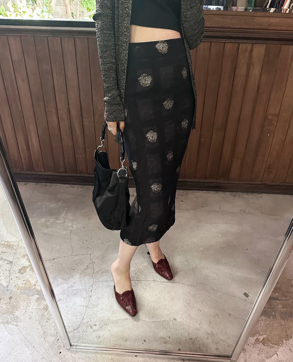 NEEDLES sheer jacquard dot layered skirt 상품이미지2