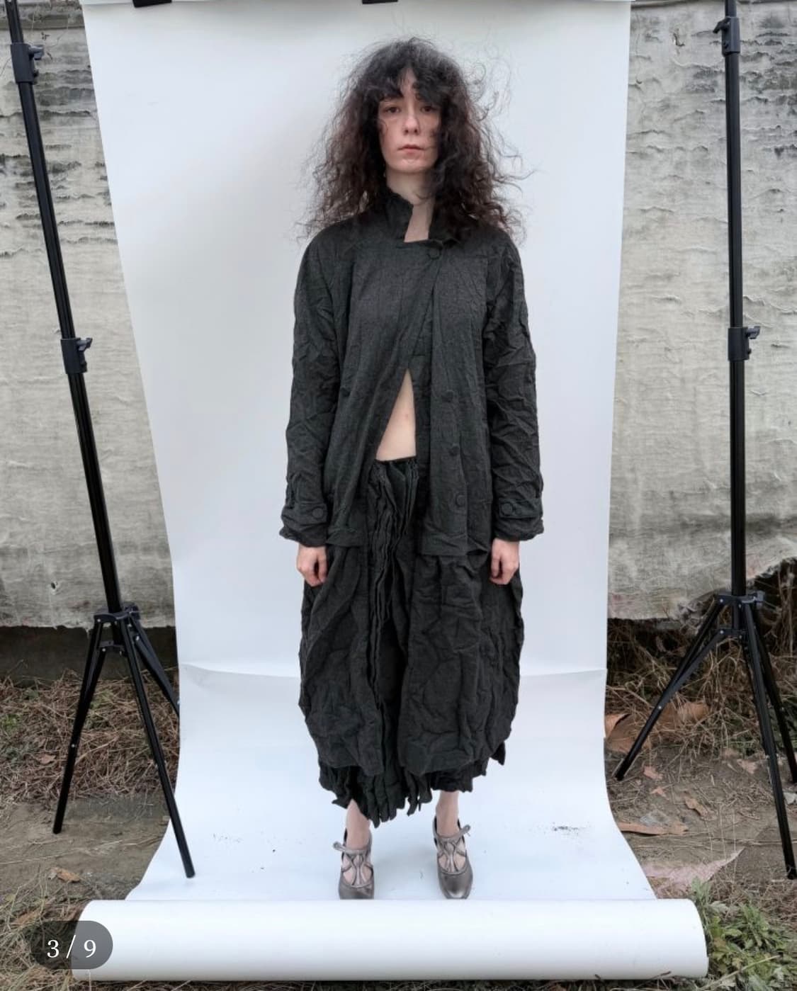 Paper Wool Offbeat Pleats Skirt 상품이미지1