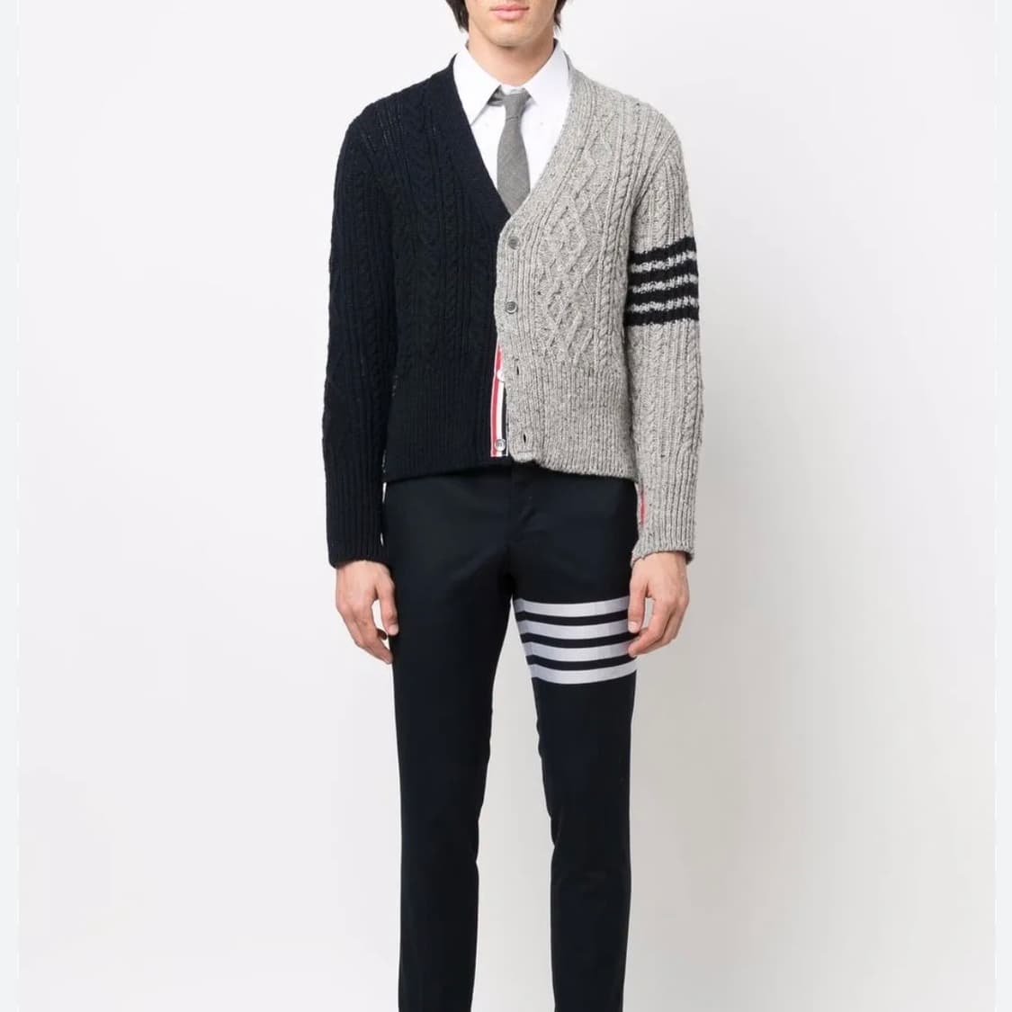 [S+급/5] 톰브라운 사선완장 아란케이블 펀믹스 가디건 상품이미지9
