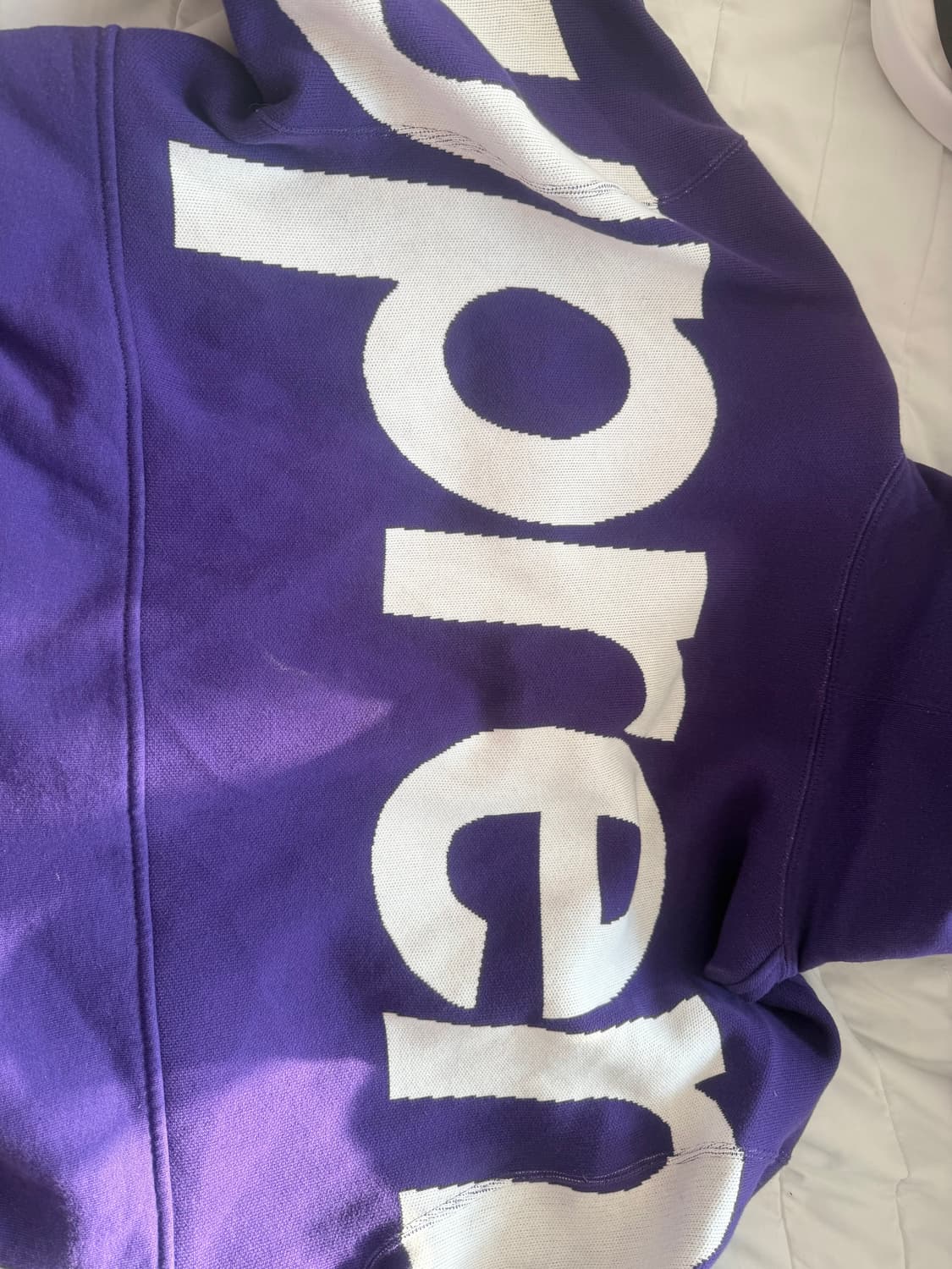 슈프림 빅 로고 자카드 후드 스웨트셔츠 퍼플 상품이미지3