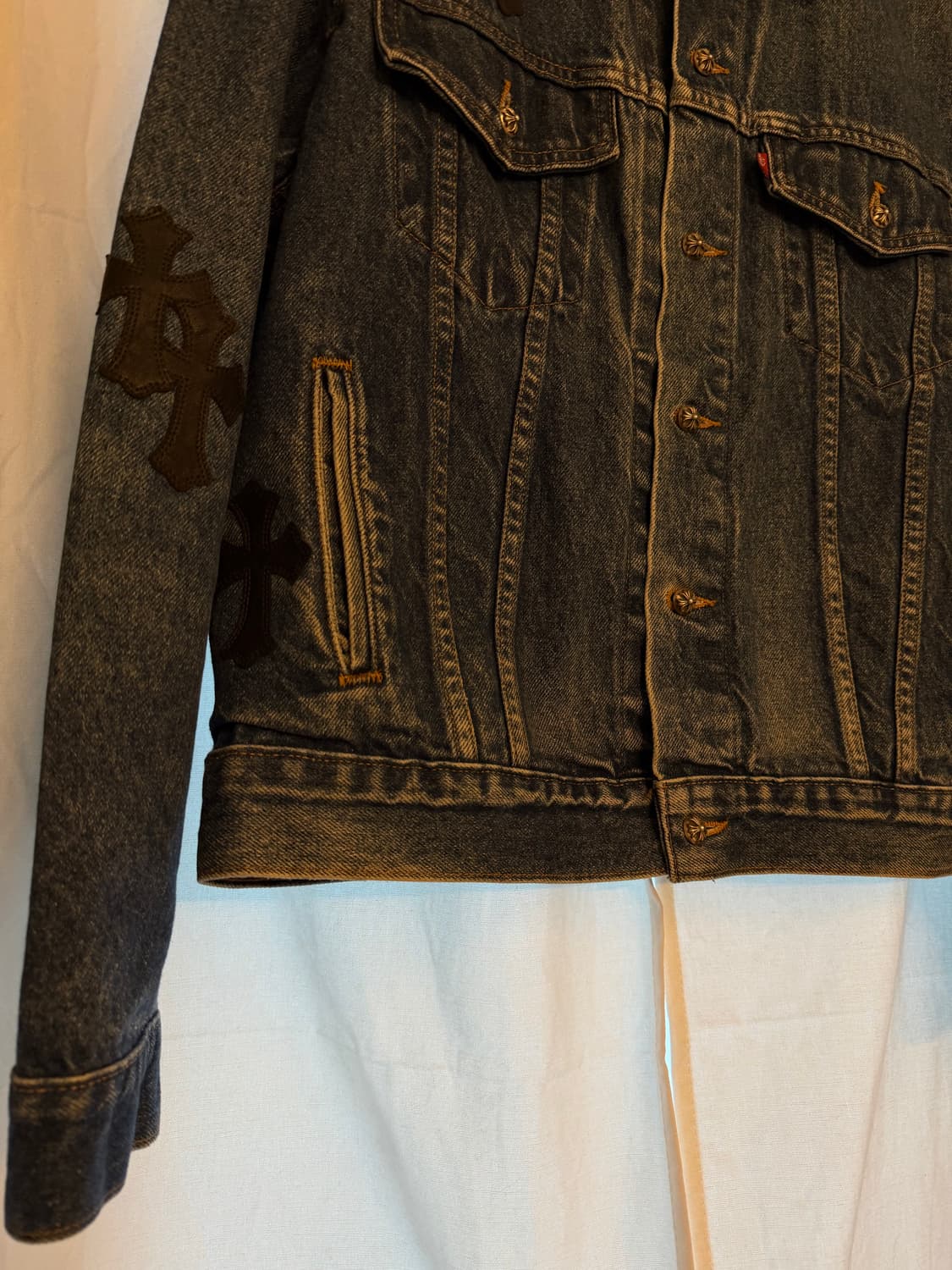 크롬하츠 리바이스 레더 패치 트러커 자켓 상품이미지6