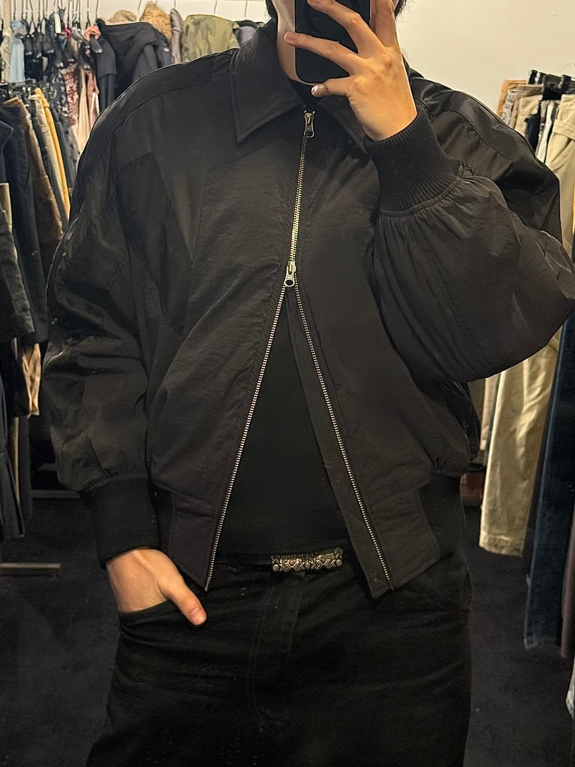 인사일런스 콘트라스트 크롭 MA-1 항공 점퍼 블루종 봄버 워크 블랙 S 상품이미지2