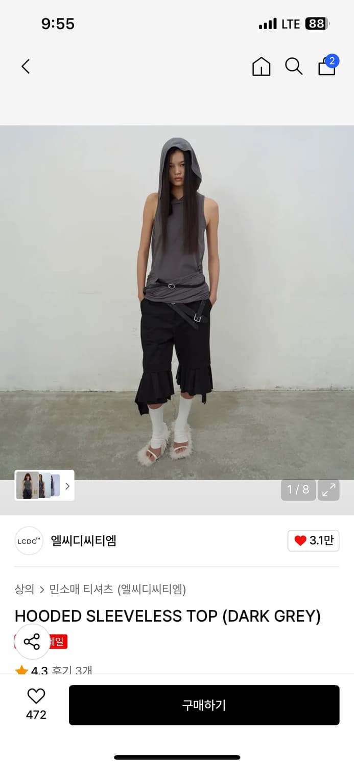 Lcdc tm hooded sleeveless top (dark grey 상품이미지2