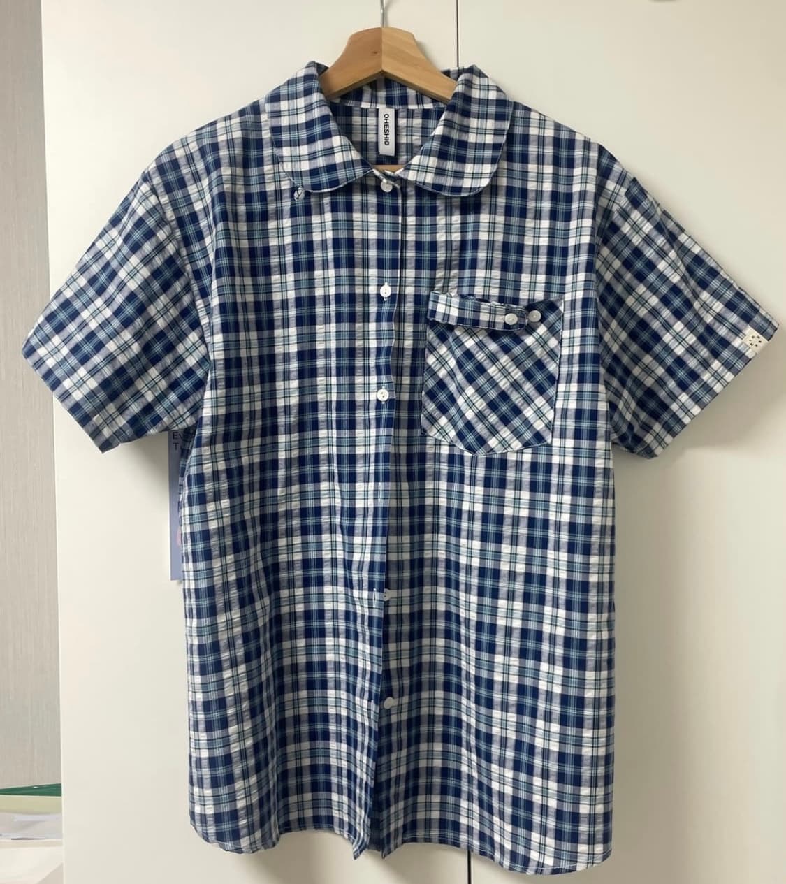오헤시오 CHECK POCKET HALF SHIRT, BLUE 상품이미지2