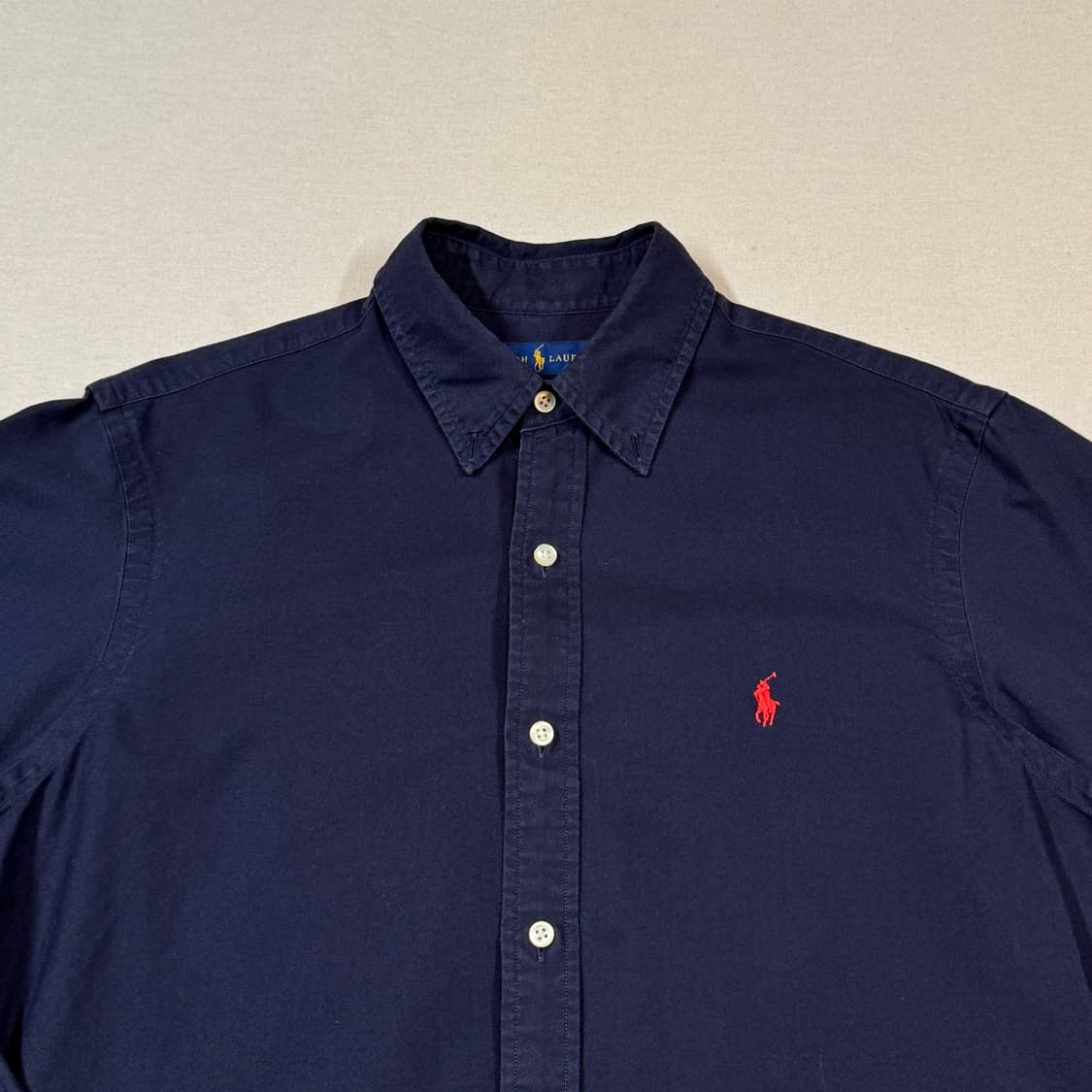 M) 폴로 랄프로렌 클래식핏 가먼트다이 옥스포드 셔츠 네이비 상품이미지3