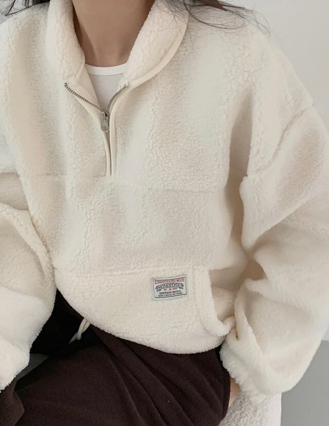 베럴 뽀글이 플리스 반집업 맨투맨 상품이미지1