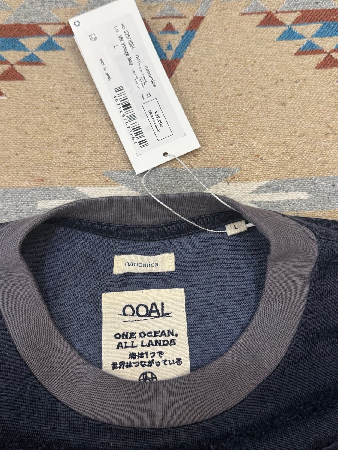 [L][105] 나나미카 레이온 코튼 반팔 티셔츠 빈티지 네이비 상품이미지2
