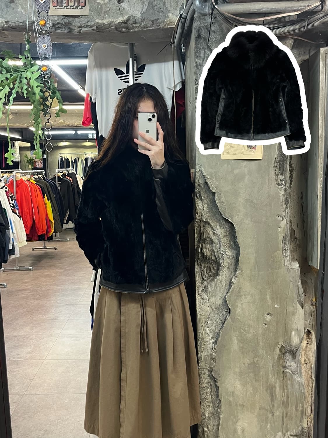 토끼 여우 양가죽 퍼자켓 블랙 66 #csz1967 상품이미지1