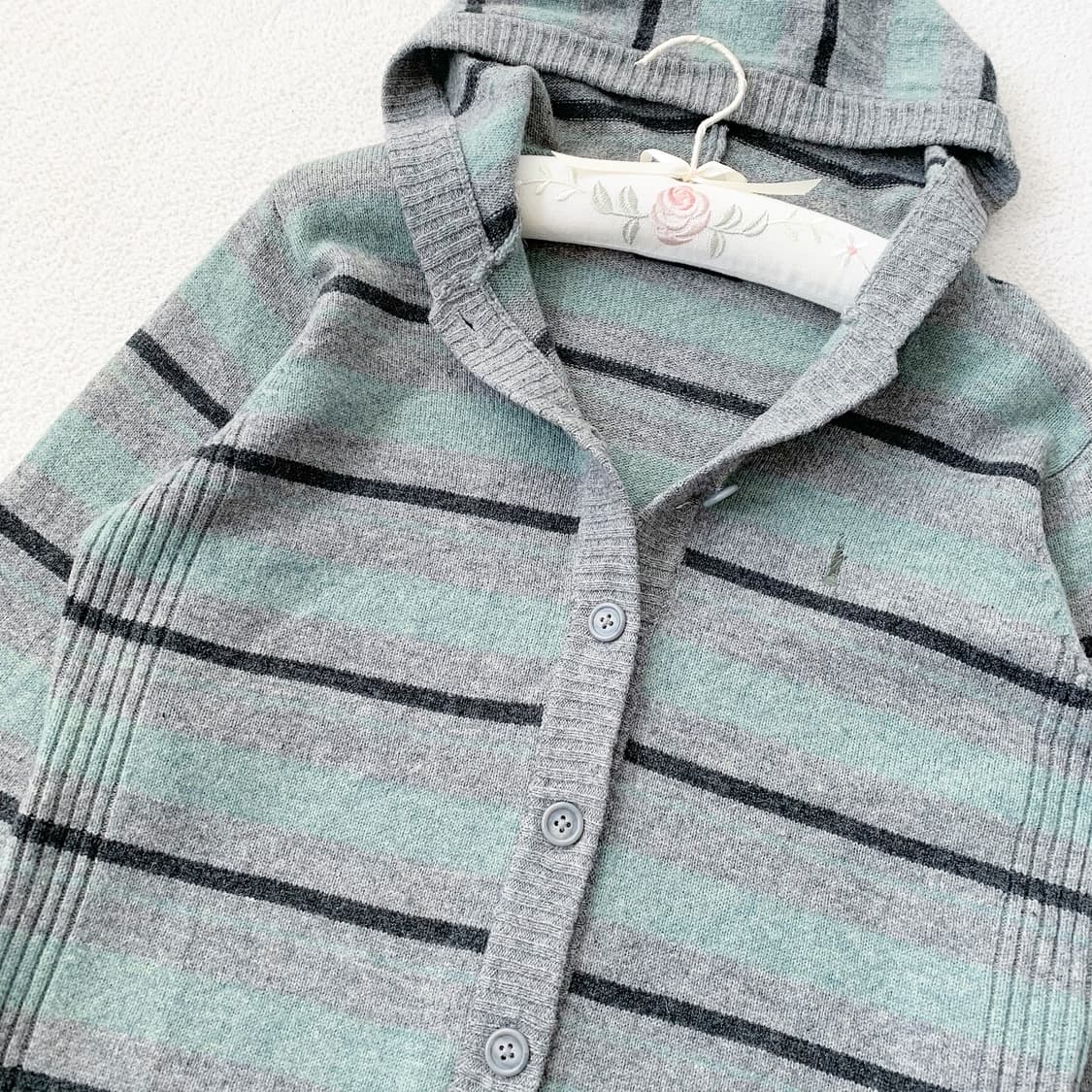 Eastboy 이스트보이 민트그린x그레이 울 후드 가디건 상품이미지1