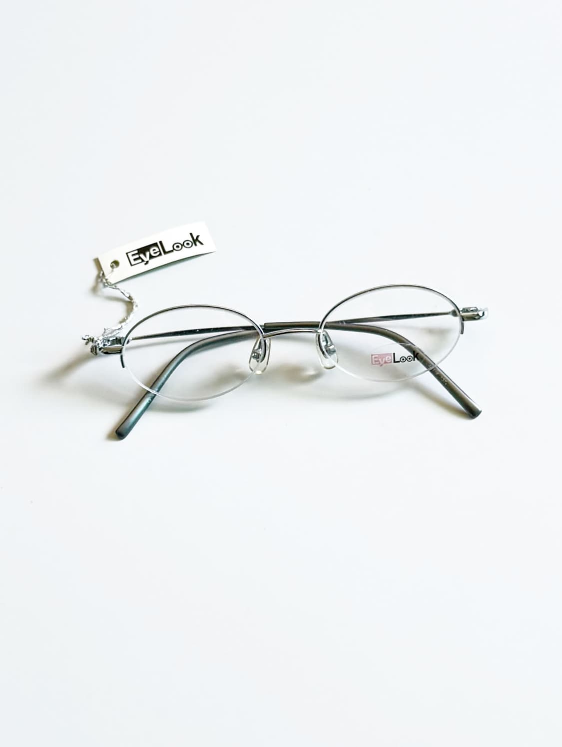 EyeLook 실버 오벌 반무테 메탈 프레임 빈티지 안경 상품이미지1