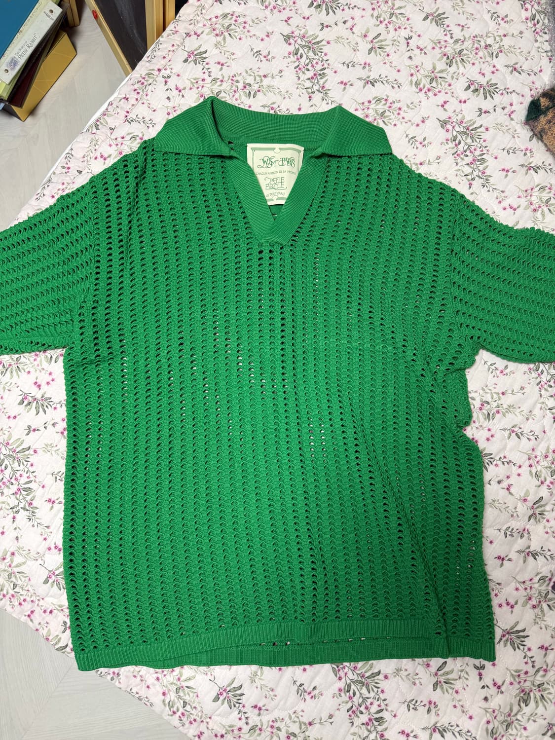 우영미 22ss 그린 오픈카라 니트 46 상품이미지1