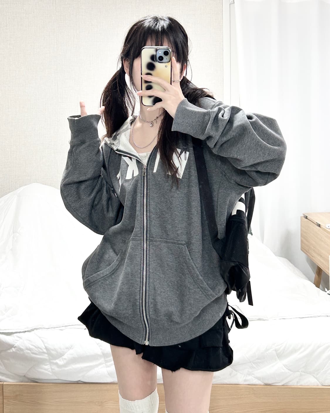 나이키 빅로고 그레이 후드집업 상품이미지2