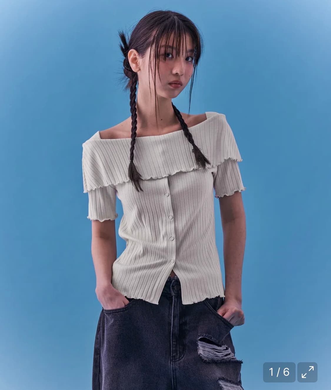 네스티팬시클럽 하이디 니티드 오프숄더 블랙 상품이미지1