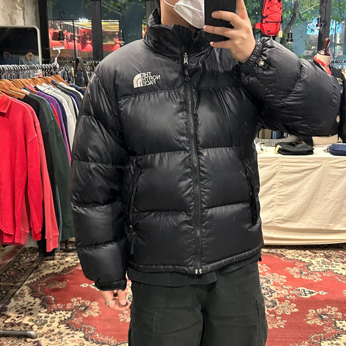 L) 노스페이스 구스다운 눕시 700 블랙 패딩 세탁완료 상품이미지10