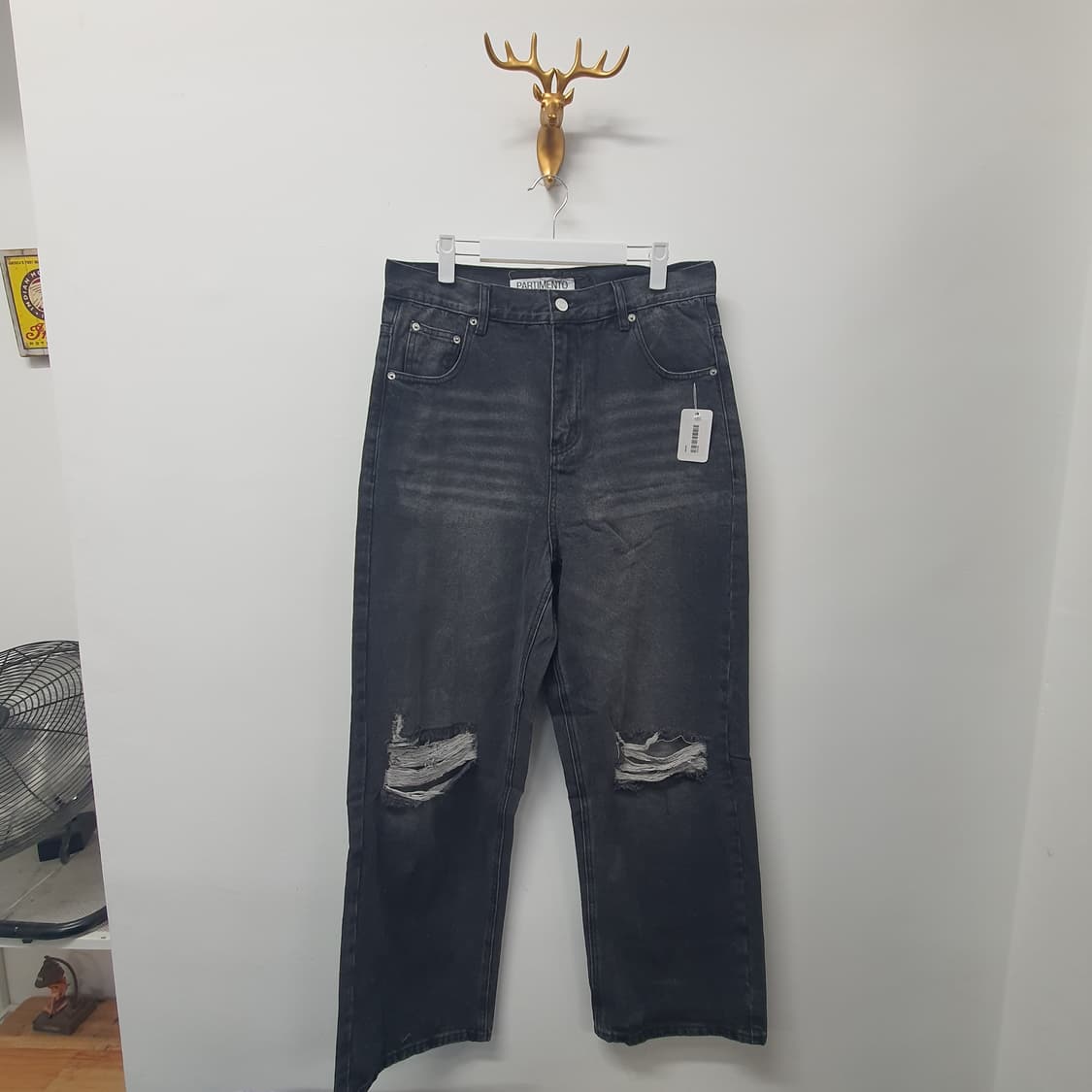 파르티멘토 블랙 데미지데님팬츠 새상품 상품이미지1