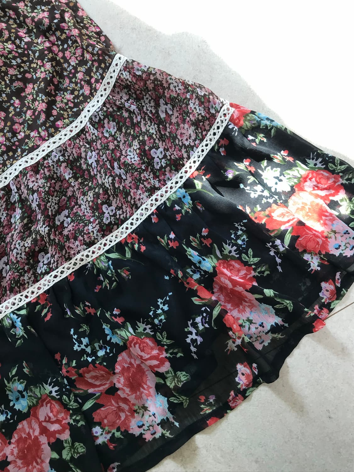 하구미 모리걸 플라워 브라운 패치 원피스 크로쉐 상품이미지4