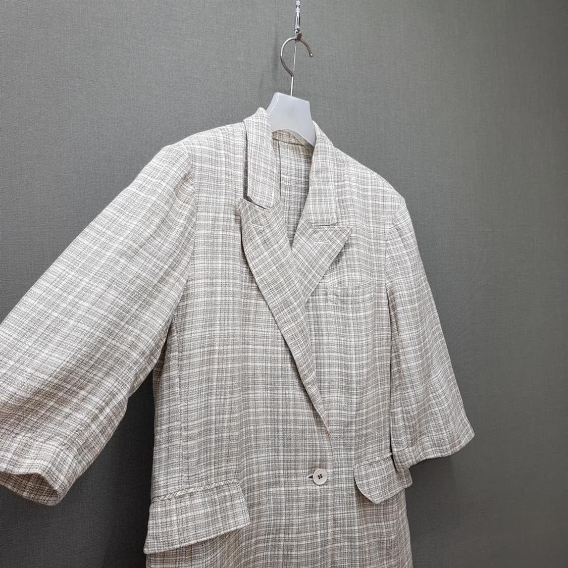 한섬 시스템 2022 마100 체크 하프슬리브 자켓 S사이즈 상품이미지3