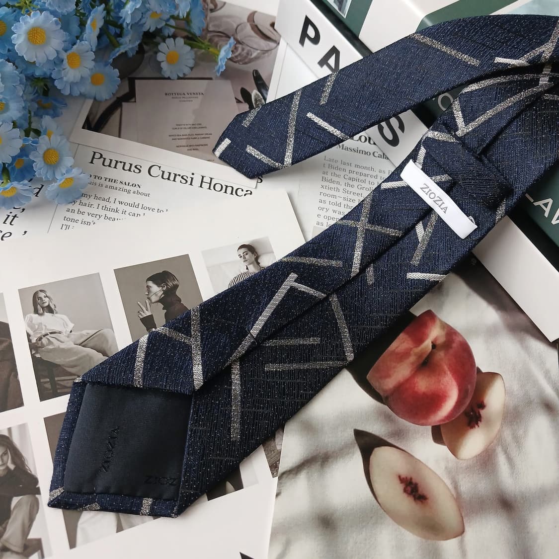 ZIOZIA 지오지아 넥타이 네이비 패턴 S~A+등급 E895
 상품이미지5