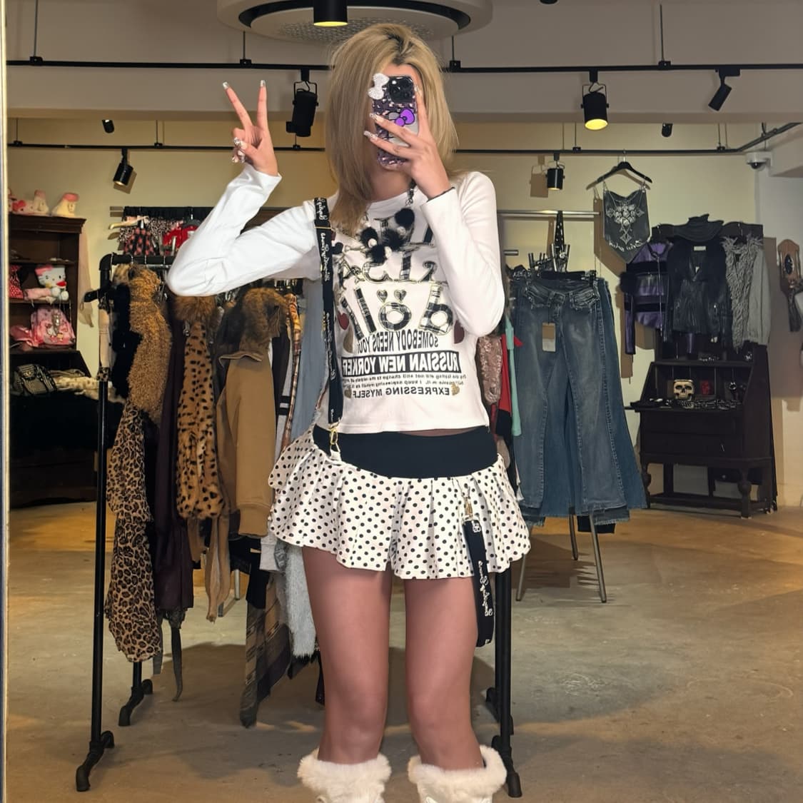 도트 플리츠 스커트 팬츠 상품이미지4