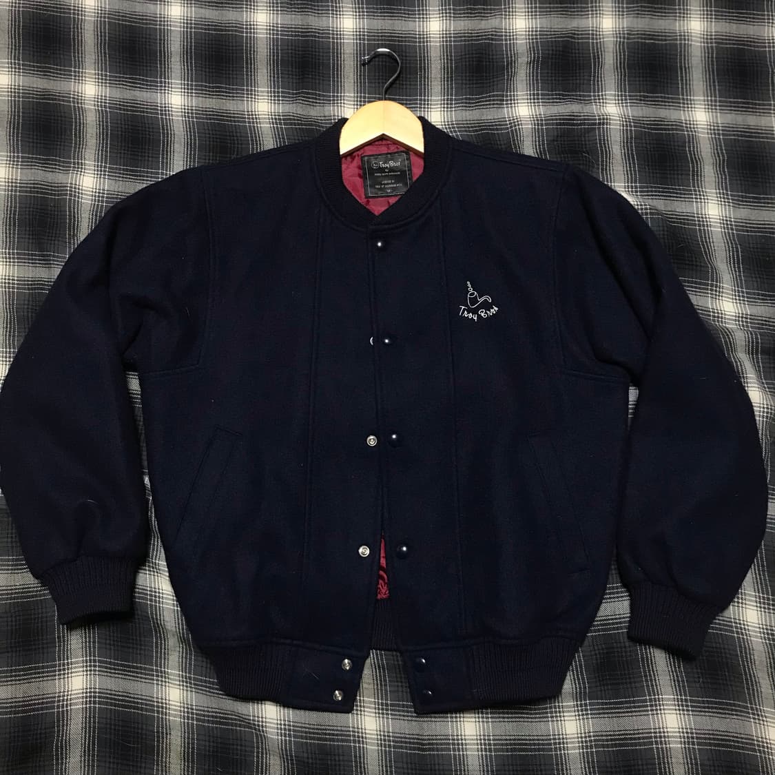 재팬 90s 초반 미국산 트로이 브로스 봄버 바시티 네이비 울 자켓 상품이미지1