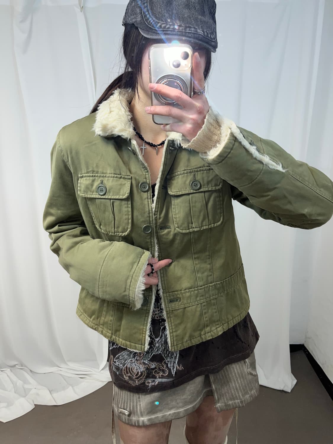 아베크롬비 카키 퍼 무스탕 상품이미지4