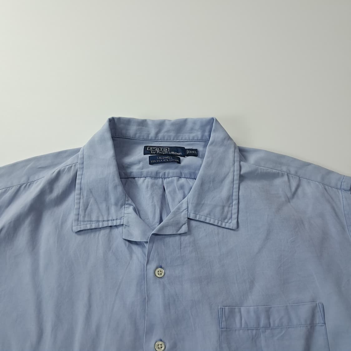 CK417 2XL 폴로 90s 박스핏 실크 스카이블루 반팔 셔츠 남방 상품이미지2